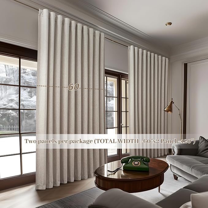 QJmydeco Curtains 60 Inch Length Wide Pleated Blackout Curtain - Image 6