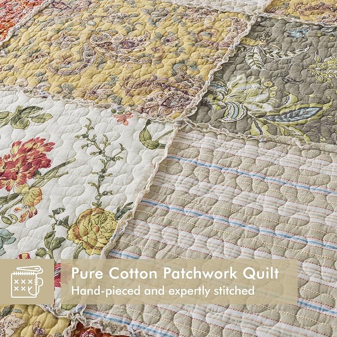 Etwel 100% Cotton Patchwork Queen Size Quilt Set - Image 2