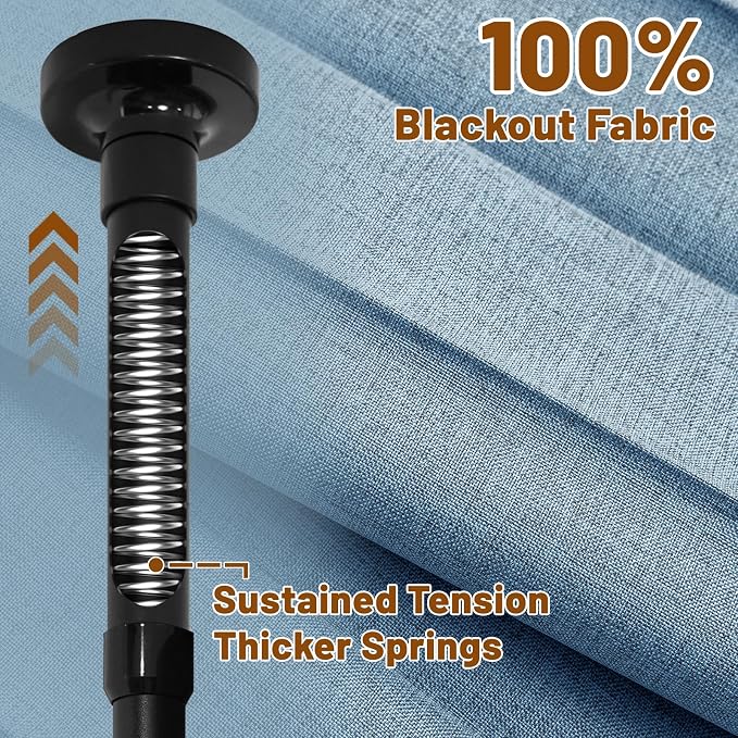 AJAZZ Room Divider Curtain+ Tension Curtain Rod No Drilling 43-120× 35-100 in - Image 6