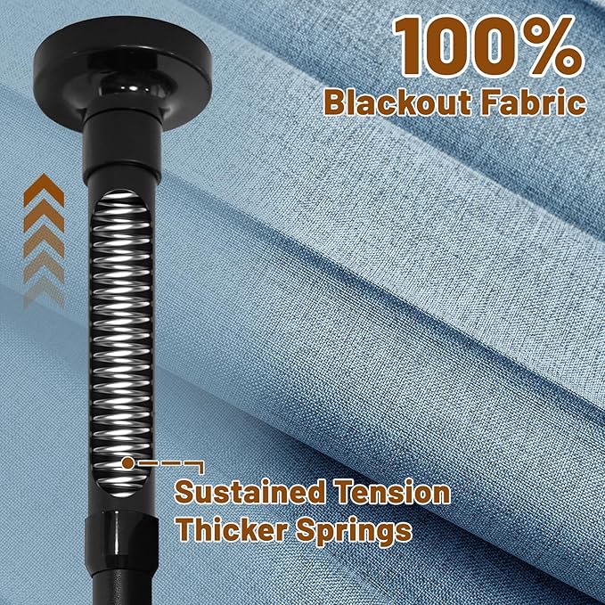 AJAZZ Room Divider Curtain+ Tension Curtain Rod No Drilling 43-120× 35-200 in - Image 5