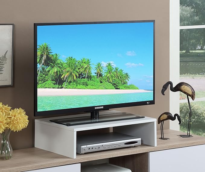 Convenience Concepts Designs2Go Small TV Riser 23.75", for TVs up to 26" - Contemporary TV or Computer Riser for Living Room, Modern Office, Den, White
