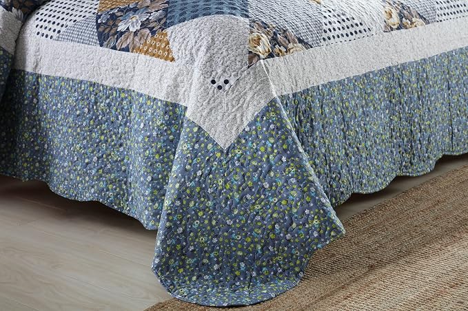 3-Piece King Bedspread Quilt Sets Patchwork Floral Oversized Reversible Soft - Image 5