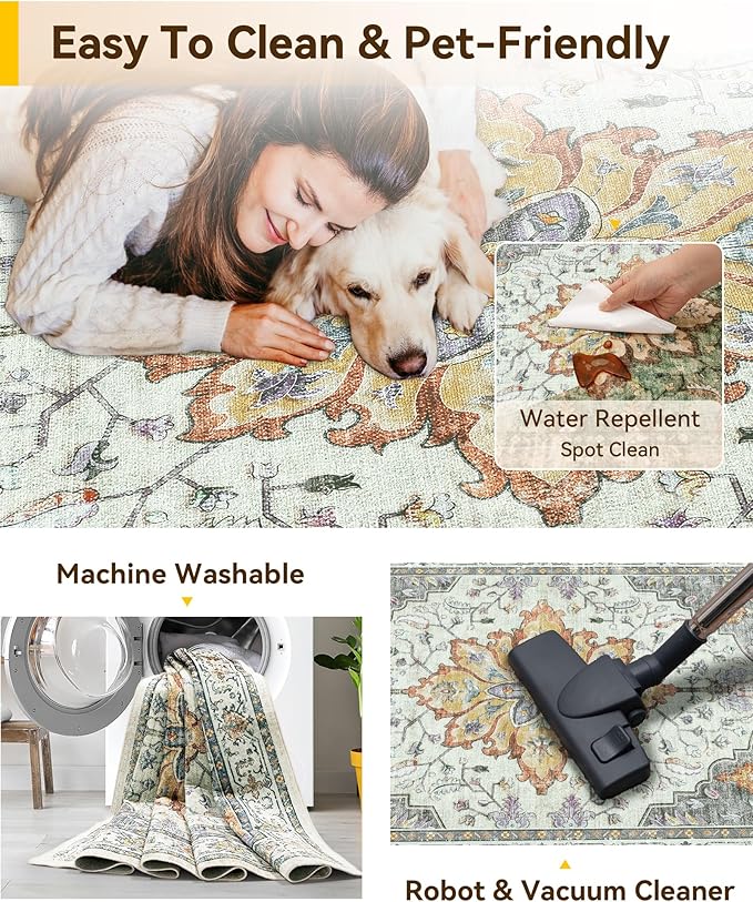 RELEANY Washable Area Rug, Large 10'x12', Water Repellent, Pet Friendly - Image 6