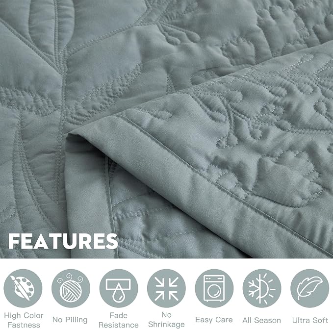 HZ & HY Oversized King Bedspreads, 5-Piece Quilt Set, Lightweight Reversible - Image 7