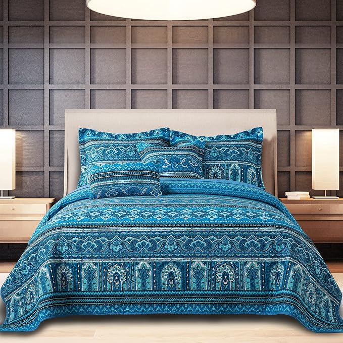 BEDIFANY Cotton Queen Quilt Sets, Boho Queen Size Quilt Bedding Set | by BEDIFANY