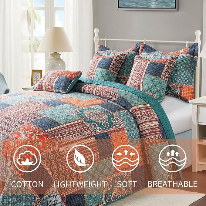 VAPUTAR 100% Cotton Face Quilt King Size Bedding Set - Image 3