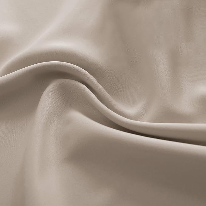 Warm Taupe Room Darkening Thermal Insulated Curtains Drapes - Image 6