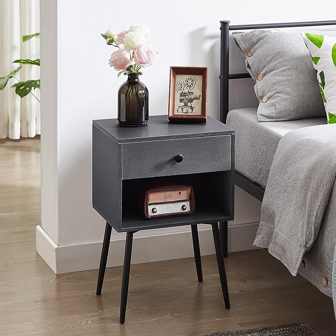 VECELO Nightstands Set of 2, Mid Century Modern End Bedside Table, Night Stand - Image 6