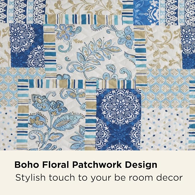 Bedsure Patchwork Quilt Queen Size, Reversible Boho Comforter Bedding, - Image 4