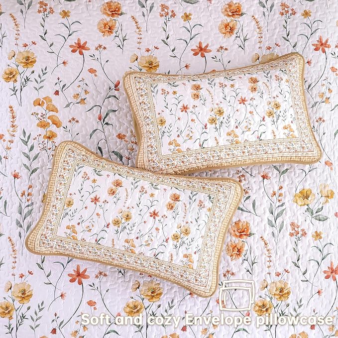 WONGS BEDDING Fall Quilts Set King, Spring Summer Garden Quilt Set, Microfiber - Image 6