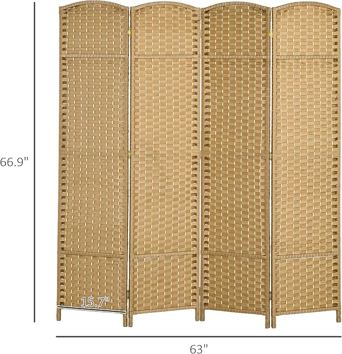 HOMCOM Room Divider 4 Panel Folding Privacy Screen 5.6' Tall Black | Folding PP - Image 7