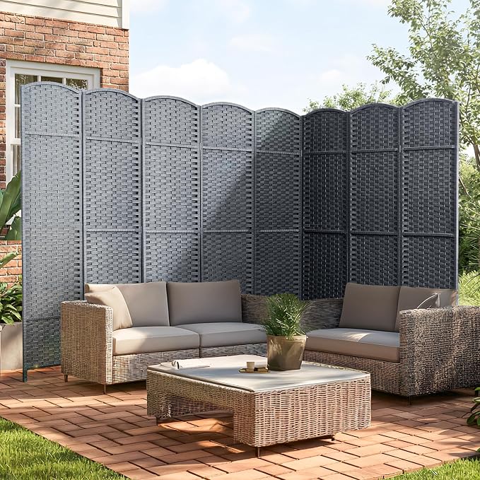 Outdoor Privacy Screen 8-Panel Folding Room Divider Space Partition | 67"H - Image 7