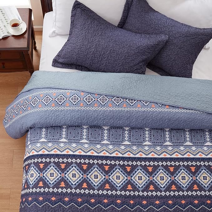 Quilt Set King Size Bedspread 3 Piece Coverlet Lightweight Comforter Microfiber - Image 5