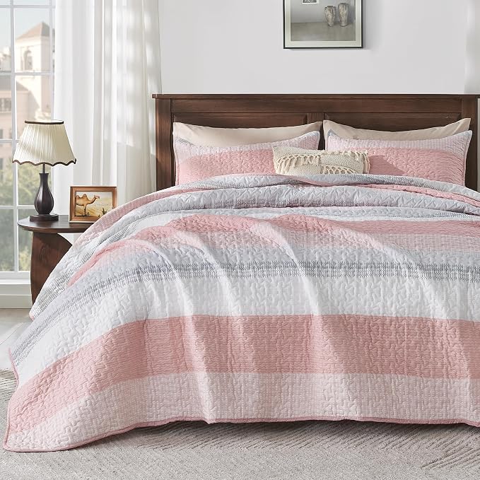 King Size Quilt Set Pink by Andency