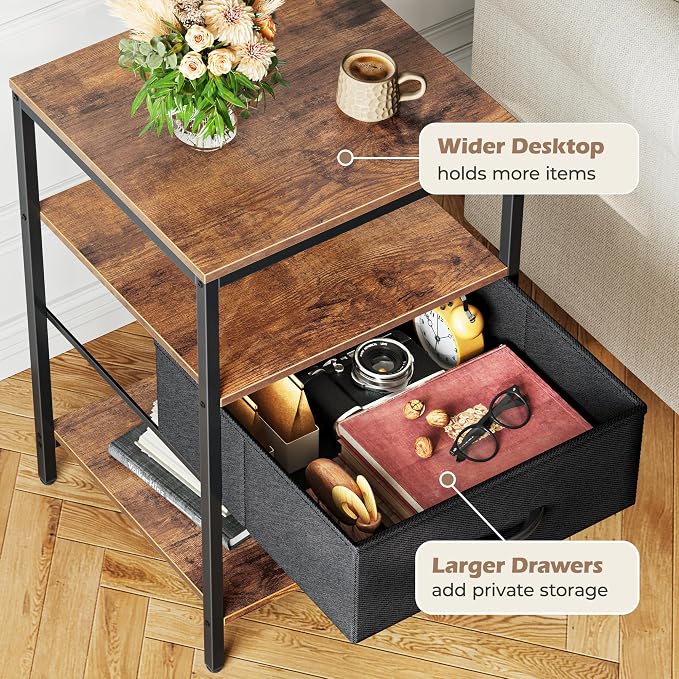 SUPERJARE Nightstand with Charging Station, USB-C Port, Bedside Table | 27.7 - Image 7