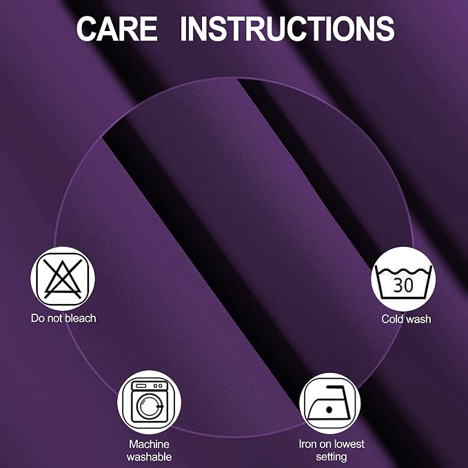 100% Blackout Curtains 52 x 72 Inch/Purple Curtains 2 Panels - Image 5