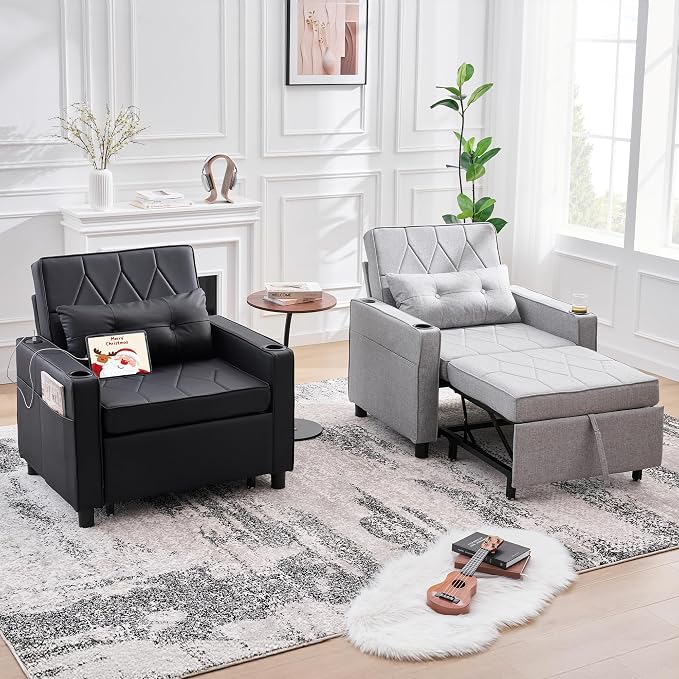 Convertible Sleeper Chair Bed for Adult, Single Pull Out Sofa, USB & Type-C - Image 9