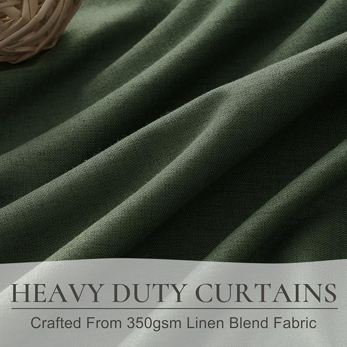 Dark Olive Green Curtains 70 Inch Length Extra Wide Pleated Black Out 90 Inch - Image 5