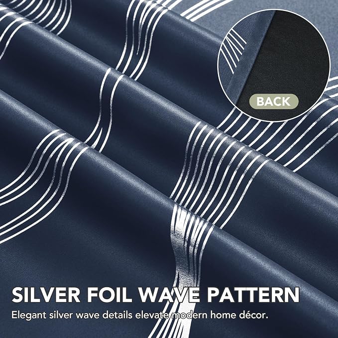 Deconovo Silver Foil Wave Pattern Total Blackout Curtain Panels, Living Room - Image 6