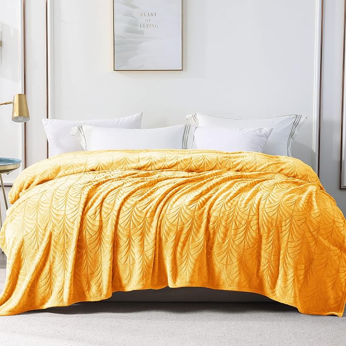 Whale Flotilla Soft Flannel Fleece Bed Blanket Queen Size, Lemon Yellow | Cozy - Image 8