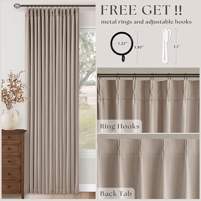 70 Inch Wide Blackout Curtains 90 Inches Long Pinch Pleated Burlywood Birch | - Image 4