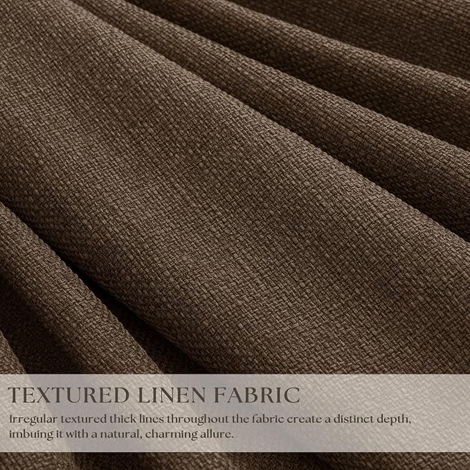 80 Inch Dark Brown Thick Linen Blackout Pinch Pleat Curtains - Image 2
