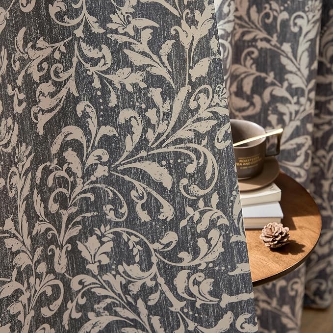 jinchan Blue Floral Blackout Curtians 72 Inch Vintage Grommet 2 Panels | Room - Image 4