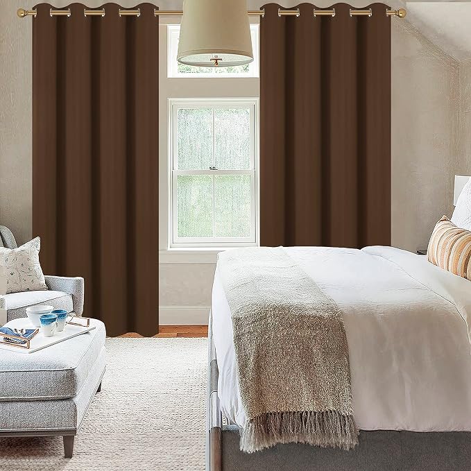 Diraysid Chocolate Brown Grommet Blackout Curtains - Image 7