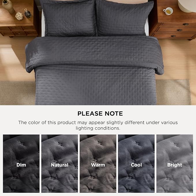 Bedsure King Size Quilt Bedspread, Lightweight Comforter, Charcoal Coverlet | - Image 9