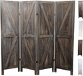 Premium Home 4-Panel Room Divider – Rustic Brown Barn Door, K Pattern Folding by PremiumHomeDecor