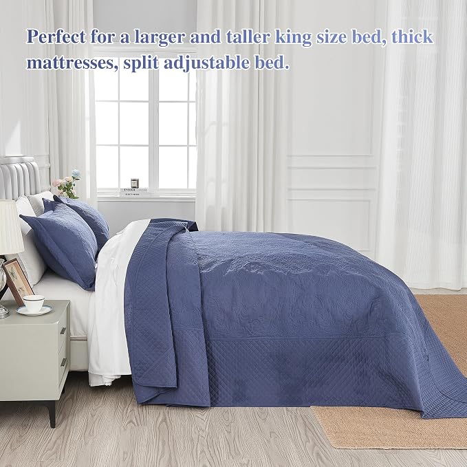 Navy Blue 138x122 Extra Wide Oversized King Quilts - Image 4