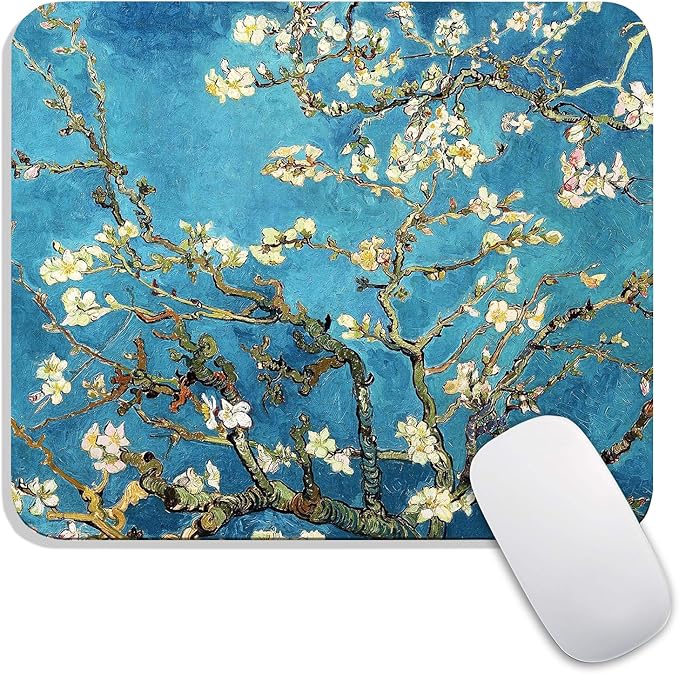 Armanza Square Mouse Pad Apricot Flower, Personalized Premium-Textured Custom Mouse Mat Design, Washable Mousepad Cloth, Non-Slip Rubber Base Computer Mouse Pads for Wireless Mouse