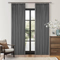 Dark Grey Pleated Thick Linen Blackout Curtains 86 Inches Long by Twodrapes