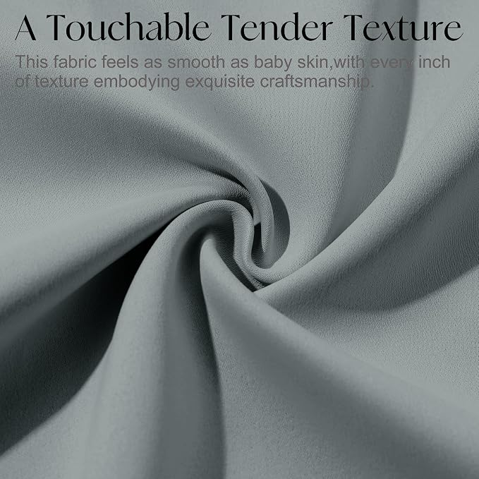 Etherealveil Charcoal Gray Pinch Pleated Blackout Curtains 2P 40"x102" | Back - Image 6