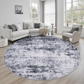 Round Area Rug Living Room: 8 ft Modern Washable Carpet Grey | by FXRHLP