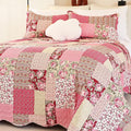 Cmfshape Summer Floral Queen Quilted Bedspread, Romantic Pink Quilt Set Full by cmfshape-quiltset