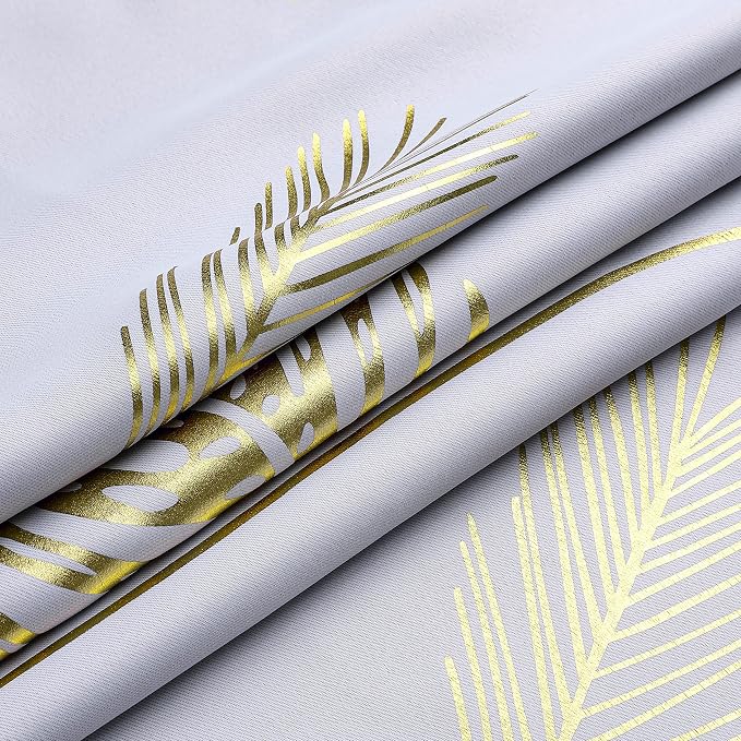 Room Darkening Curtains Greyish White Curtains 72 Inches Long Palm Tree Leaf - Image 8