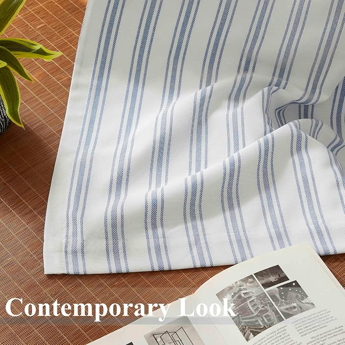 ZJDECOR Blue Striped Full Blackout Window Curtain Panels 72 Inches Length | - Image 6