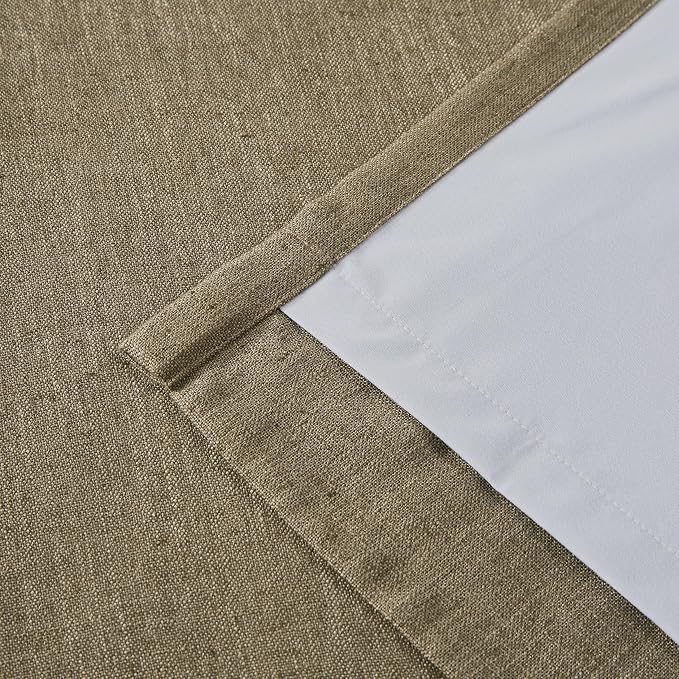 Vision Home Brown Pinch Pleated Full Blackout Curtains Linen Blended Room - Image 6