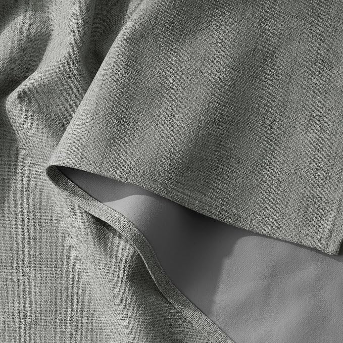 RYB HOME Grey 100% Blackout Linen Textured Curtains 102 Inch Long | Thermal - Image 7
