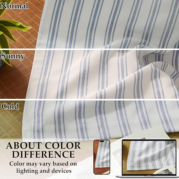 ZJDECOR Blue Striped Full Blackout Curtains 95 Inches Long - Image 8