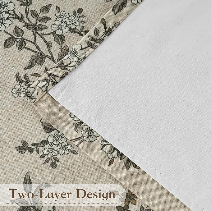 Linen 100% Blackout Floral Curtains, W52 x L84, 2 Panels | Farmhouse Vintage - Image 6