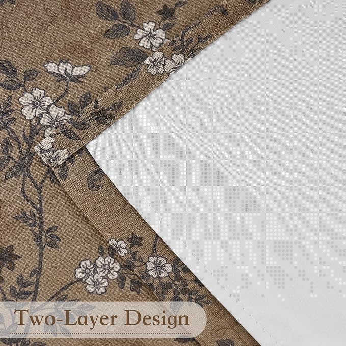 Floral 100% Blackout Linen Curtains 84 Inches - Image 6