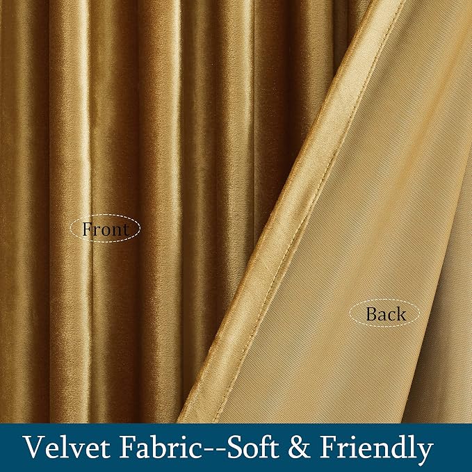 Luxury Gold Velvet Curtains 96 inch Length - Image 5