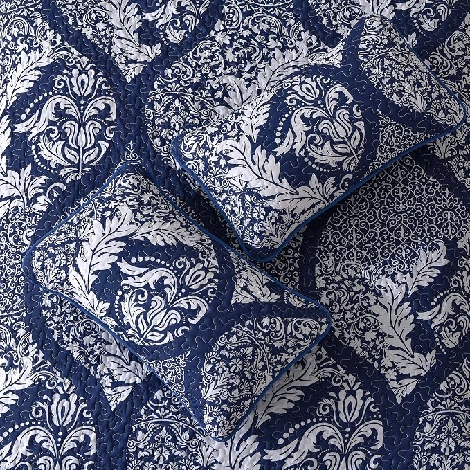 DJY Damask Queen Size Quilt Bedding Set, All Season - Image 7