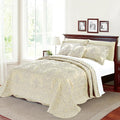 Home Soft Things Damask 4 Piece Bedspread Set, Scalloped Edge Reversible by HomeSoftThings