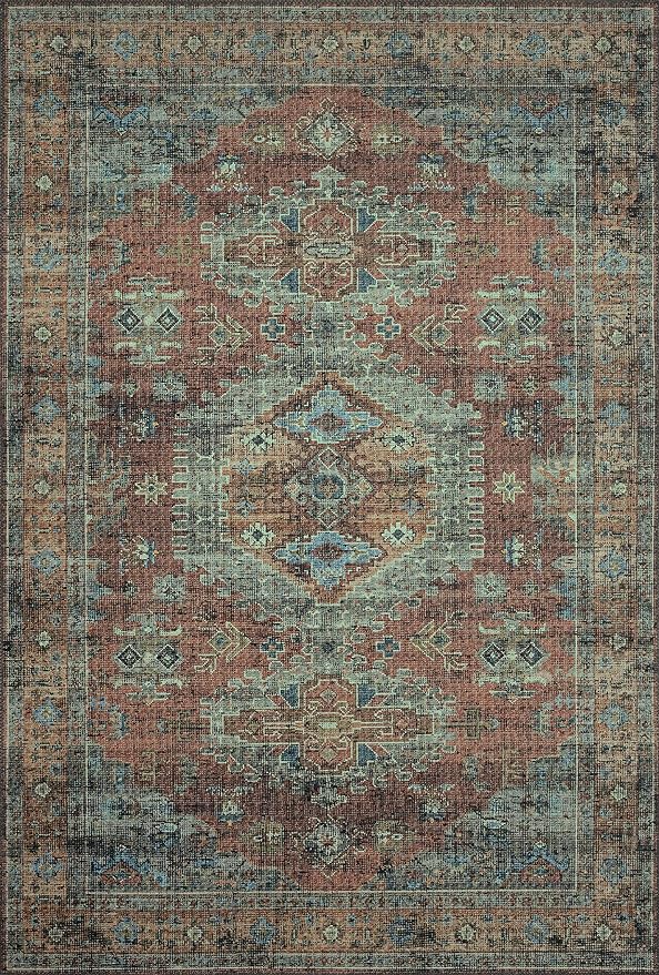 Loloi Skye Collection SKY-07 Terracotta/Sky 6'-0" x 9'-0" Area Rug