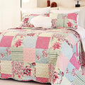 Cmfshape Summer Floral Queen Quilted Bedspread, Romantic Pink Quilt Set by cmfshape-quiltset