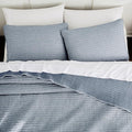 WDCOZY Chambray Pick Stitch Twin Size Quilt Set, Denim Blue Striped Lightweight by WDCOZY