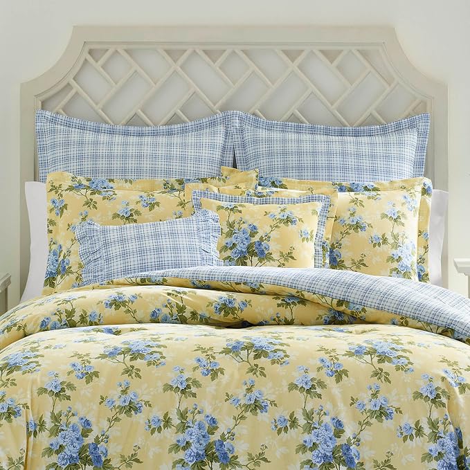 Laura Ashley - King Comforter Set, Cotton Reversible Bedding, Includes Matching - Image 2